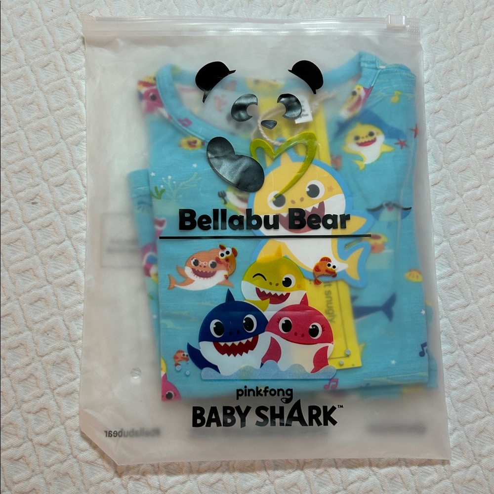 NEW Bellabu Bear Bamboo "Baby Shark" 2-Pc Short Pajamas, Sz 18-24 Mo - Picture 5 of 5